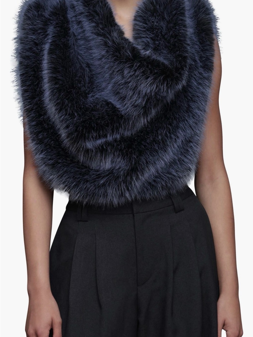 Faux Fur Navy vest  - Women